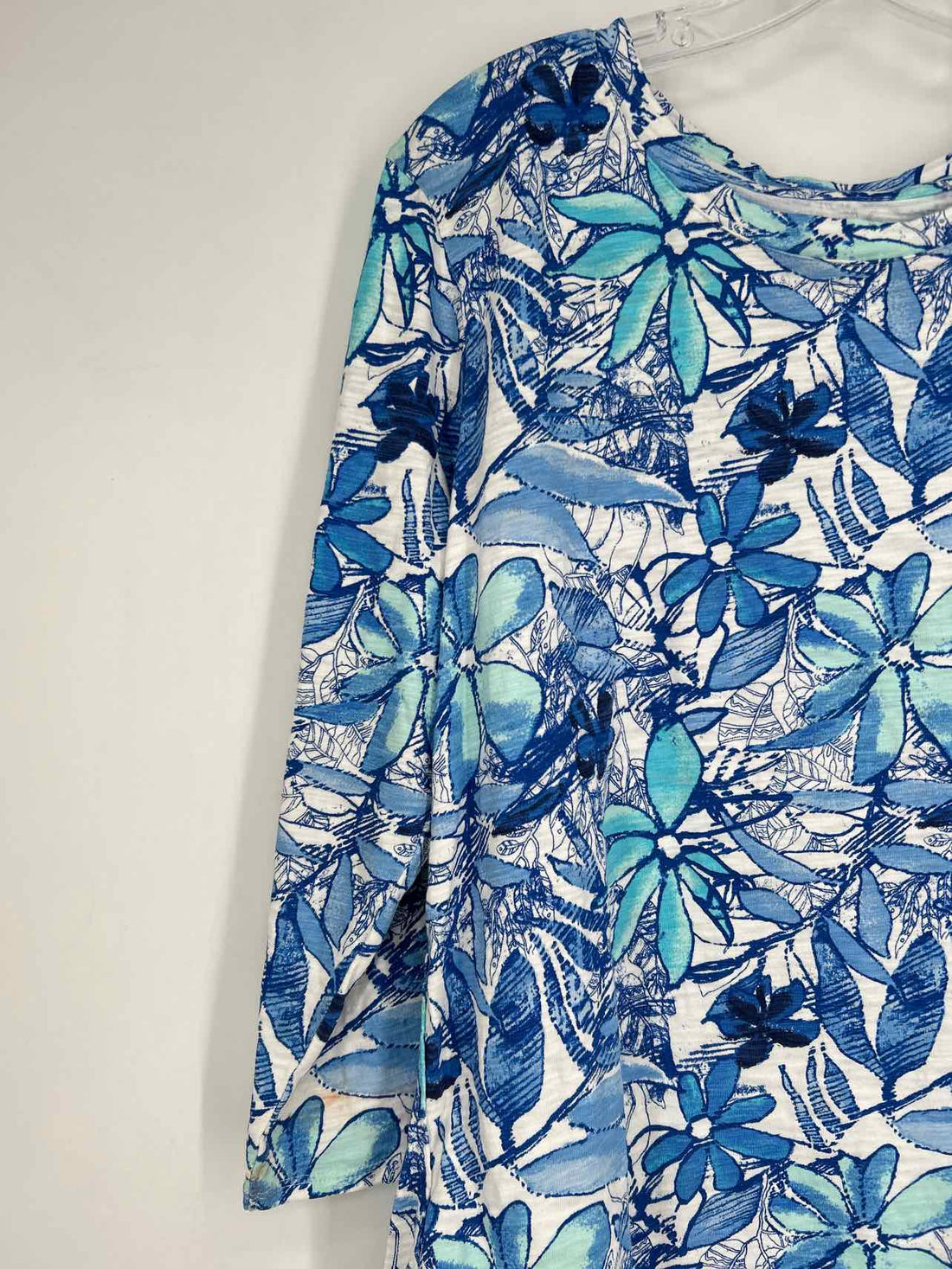 Escape By Habitat Size L White & Blue Floral Long Sleeve