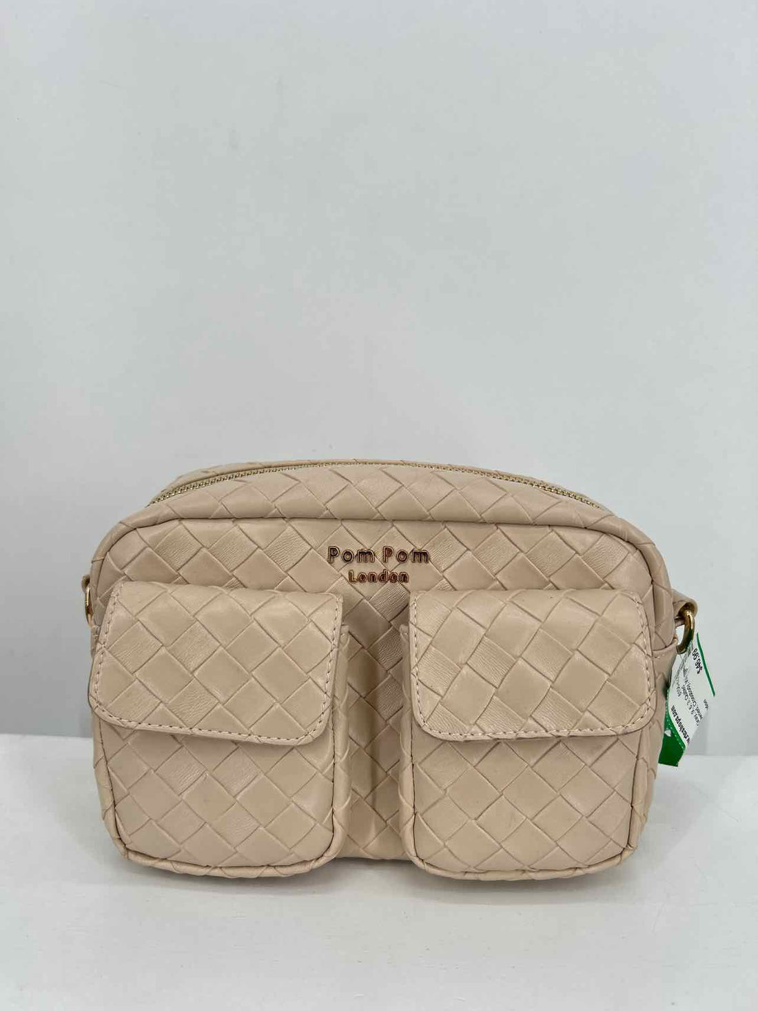 Pom Pom London Beige & Light Gray Quilted Leather Pre Owned Crossbody