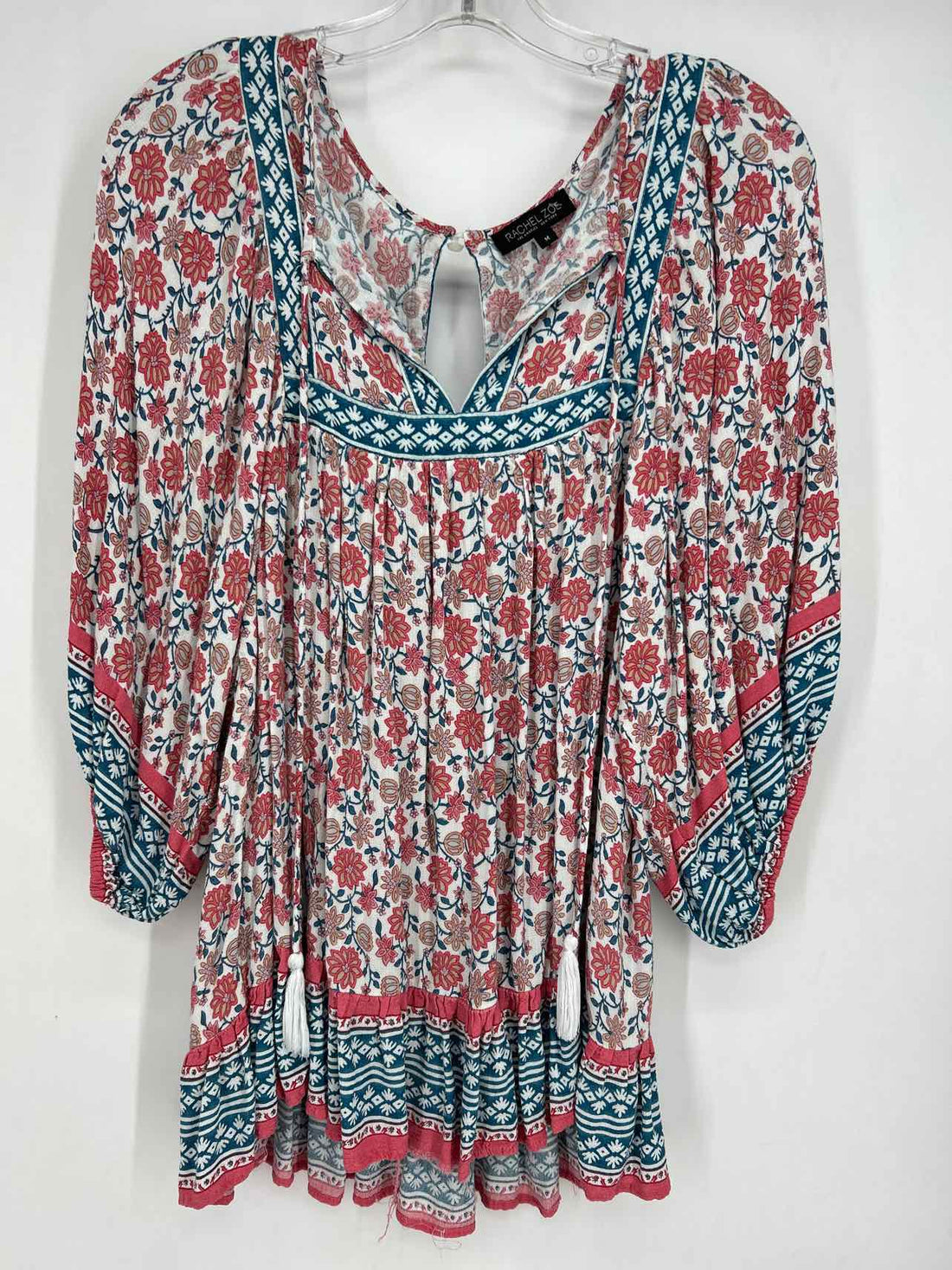 Rachel Zoe Size M White & Red Floral Long Sleeve