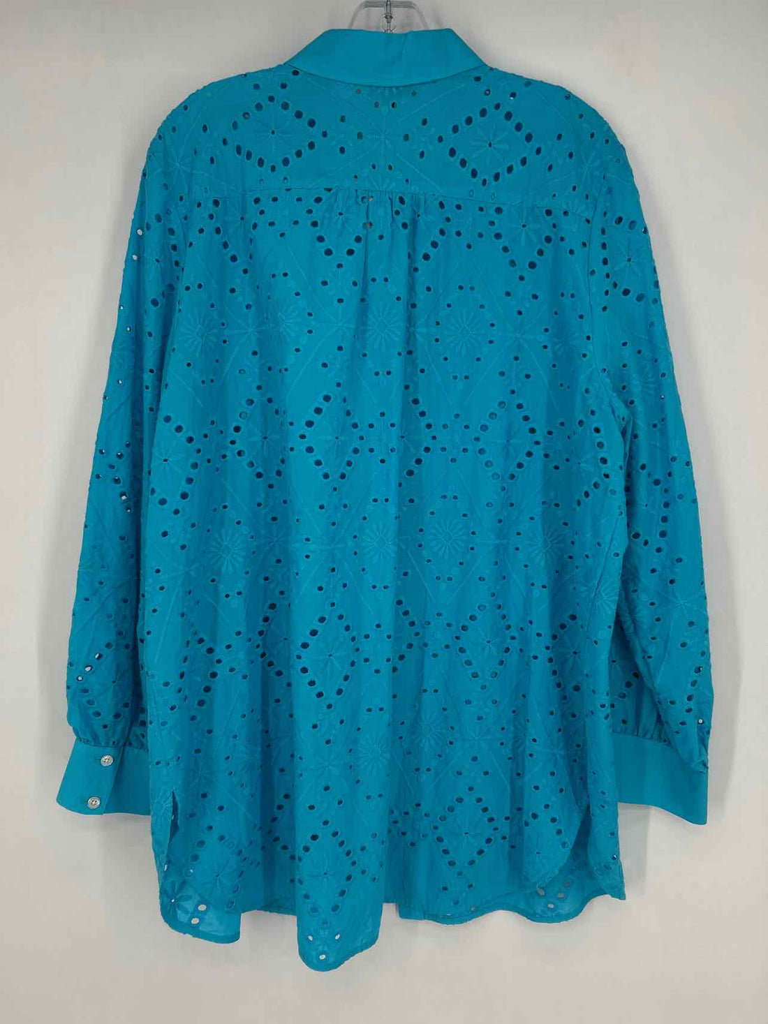 Talbots Size XL Blue Eyelet Long Sleeve Dress