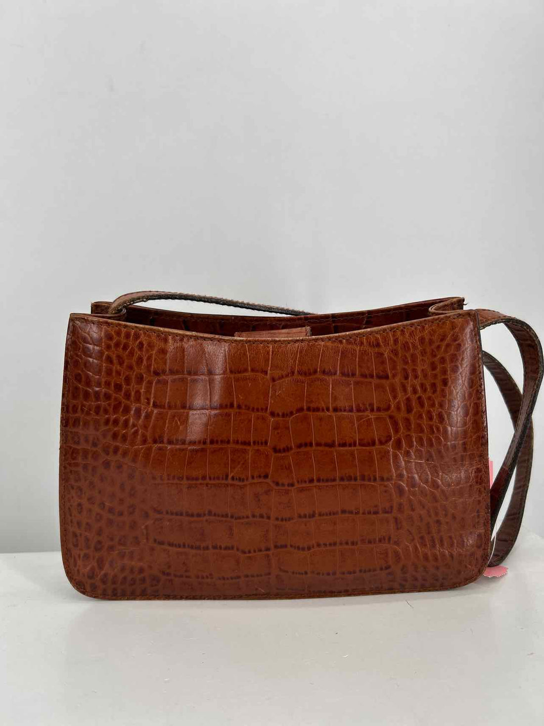 Lauren Ralph Lauren Brown Croc Embossed Shoulder