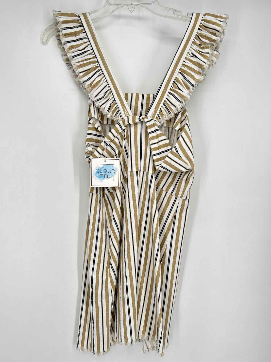 Cloud Ten Size L White & Tan Striped NWT Dress