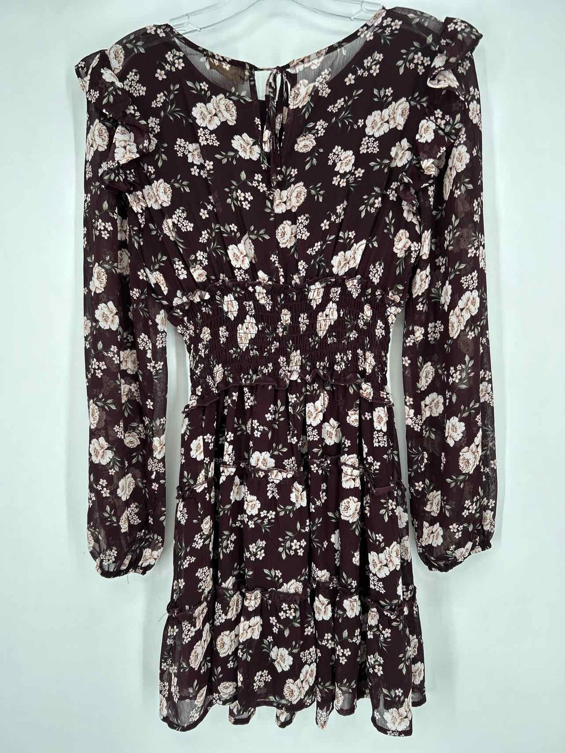 Altard State Size S Burgandy Floral Long Sleeve Dress