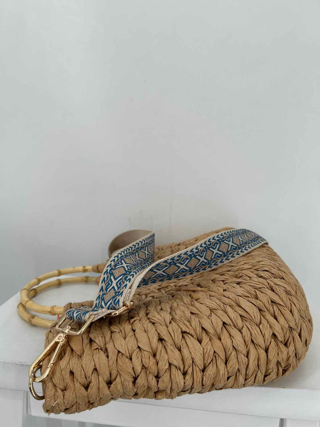 Haute Hippie Straw Bamboo Handle Satchel