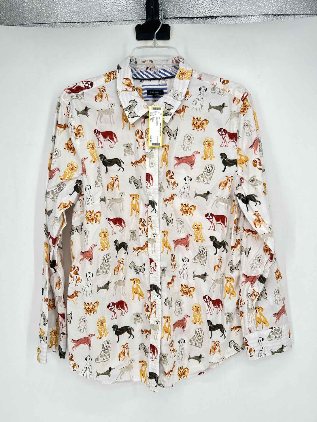 Talbots Size XL White Print LS Long Sleeve