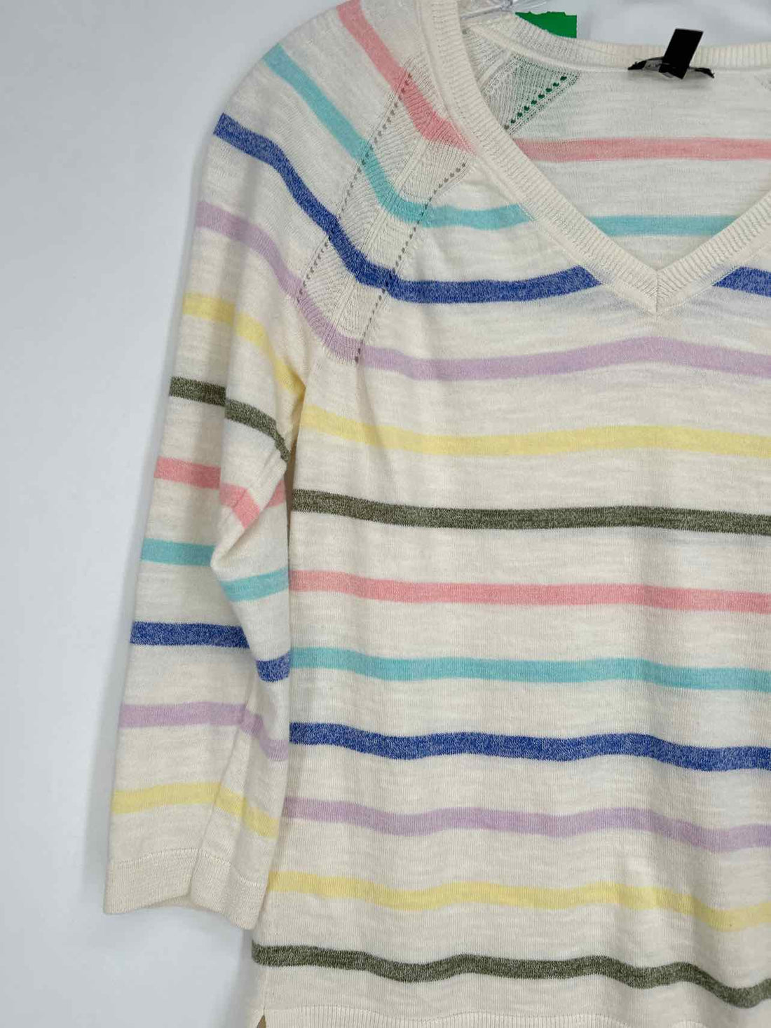 Talbots Size P White Striped Sweater