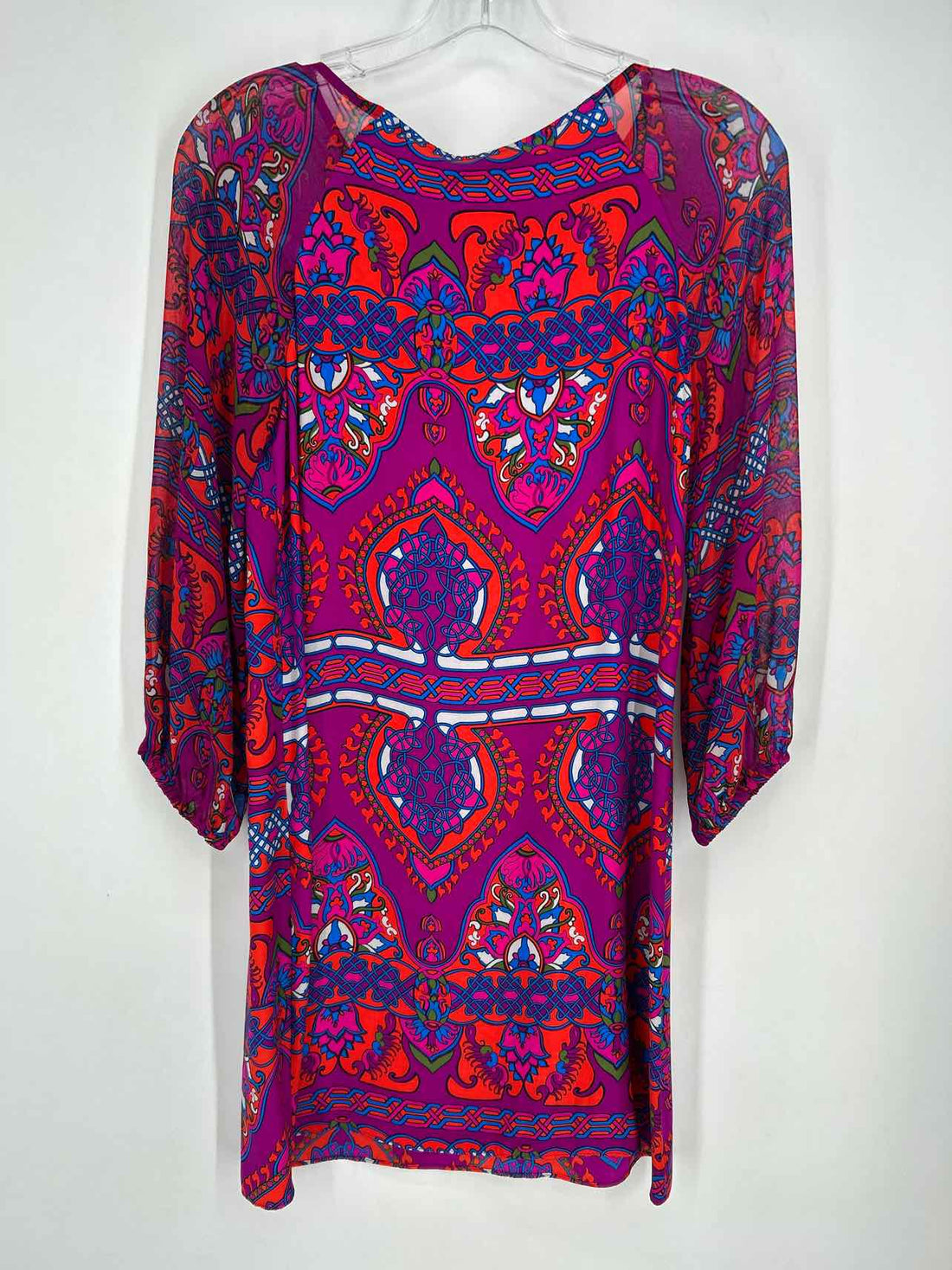 Alice & Trixie Size XS Purple & Red Print Silk Long Sleeve Dress