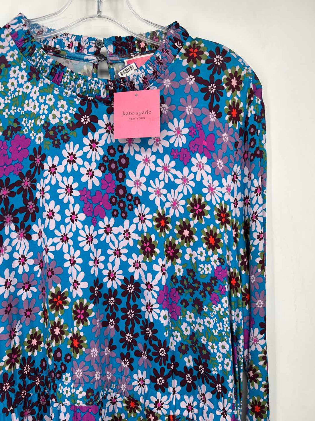Kate Spade Size XXL Blue Floral Long Sleeve Dress