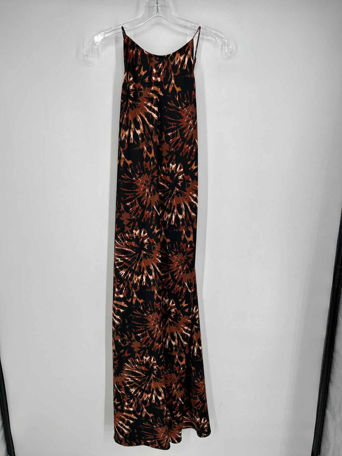 Banana Republic Size XL Tall Black & Brown Print Satin Like Maxi