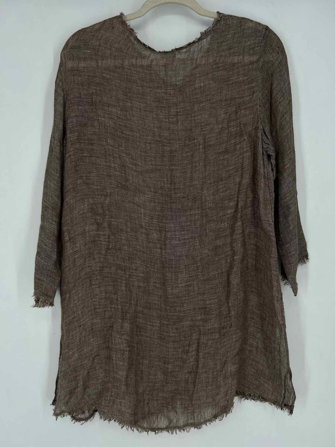 Eileen Fisher Size M Brown & White Linen Long Sleeve