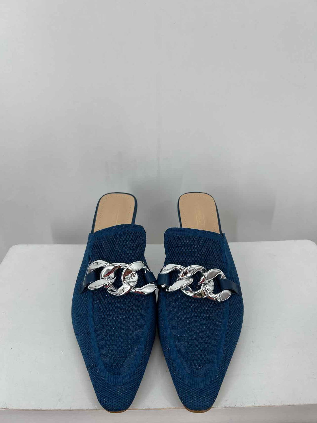 Newbella Women Size 9 Blue Shimmer Mules