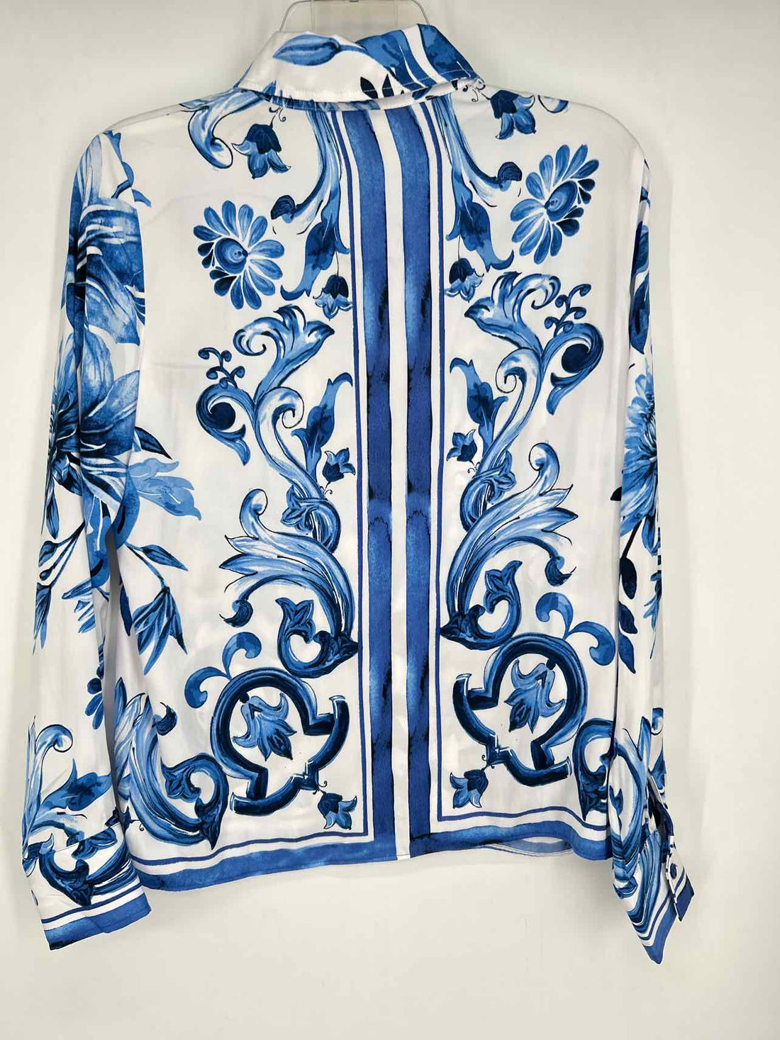 Rachel Zoe Size XS White & Blue Print Long Sleeve