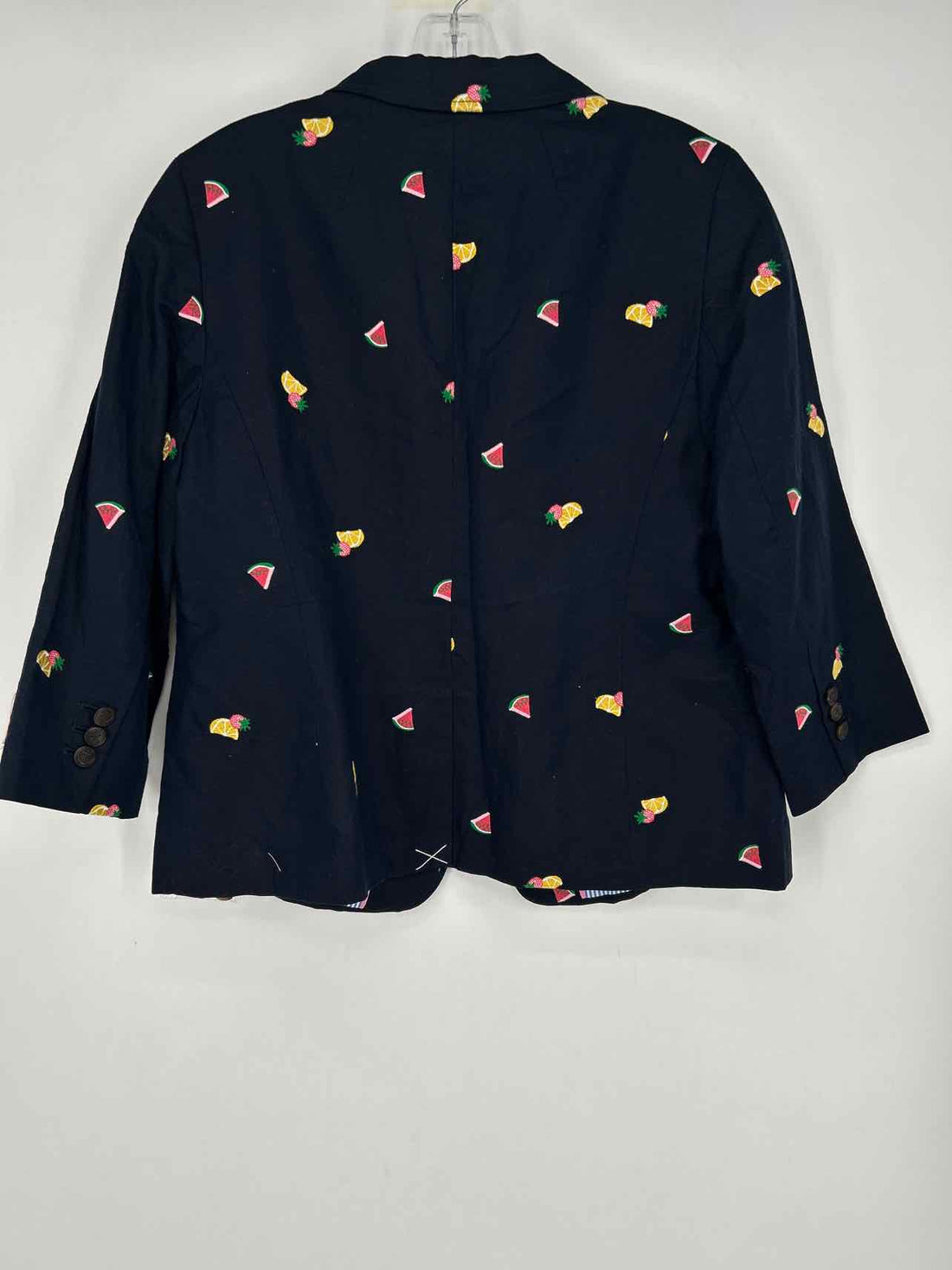 Talbots Size 12P Navy Print Embroidered NWT Blazer
