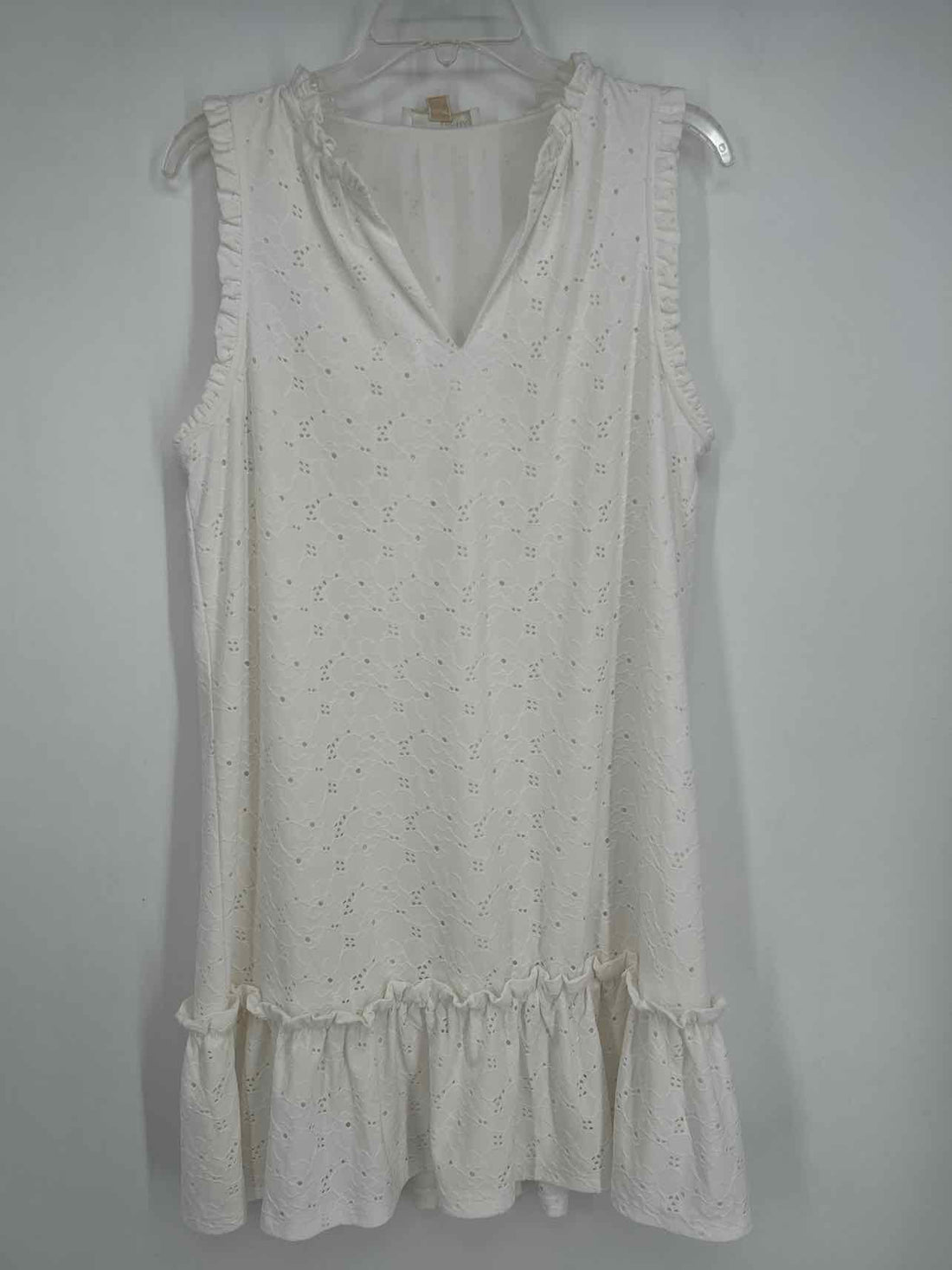 Michael Kors Size L White Eyelet Sleeveless Dress