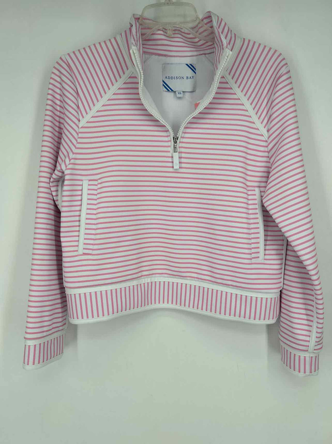 Addison Bay Size XS White & Pink Stripe Sweatshirt
