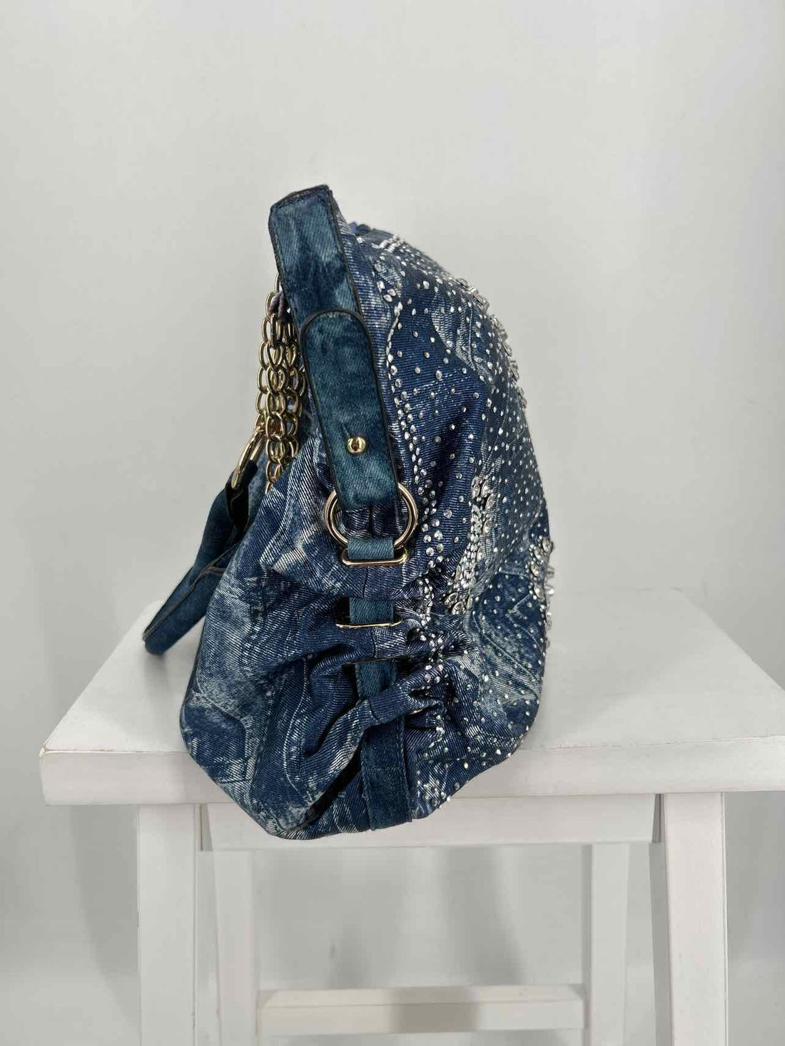 No Brand Name Rhinestone Denim Pre Owned Tote