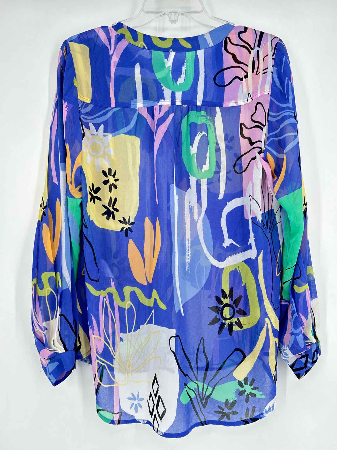 Chicos Size 1 (8) Purple Print Long Sleeve