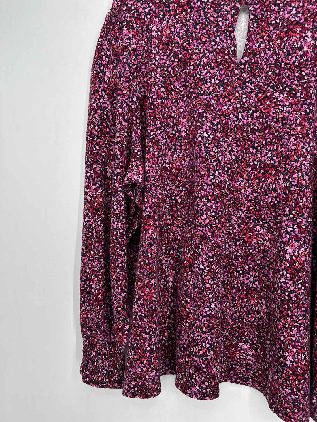 J Jill Size 3X Black & Pink Print Long Sleeve Top/Blouse