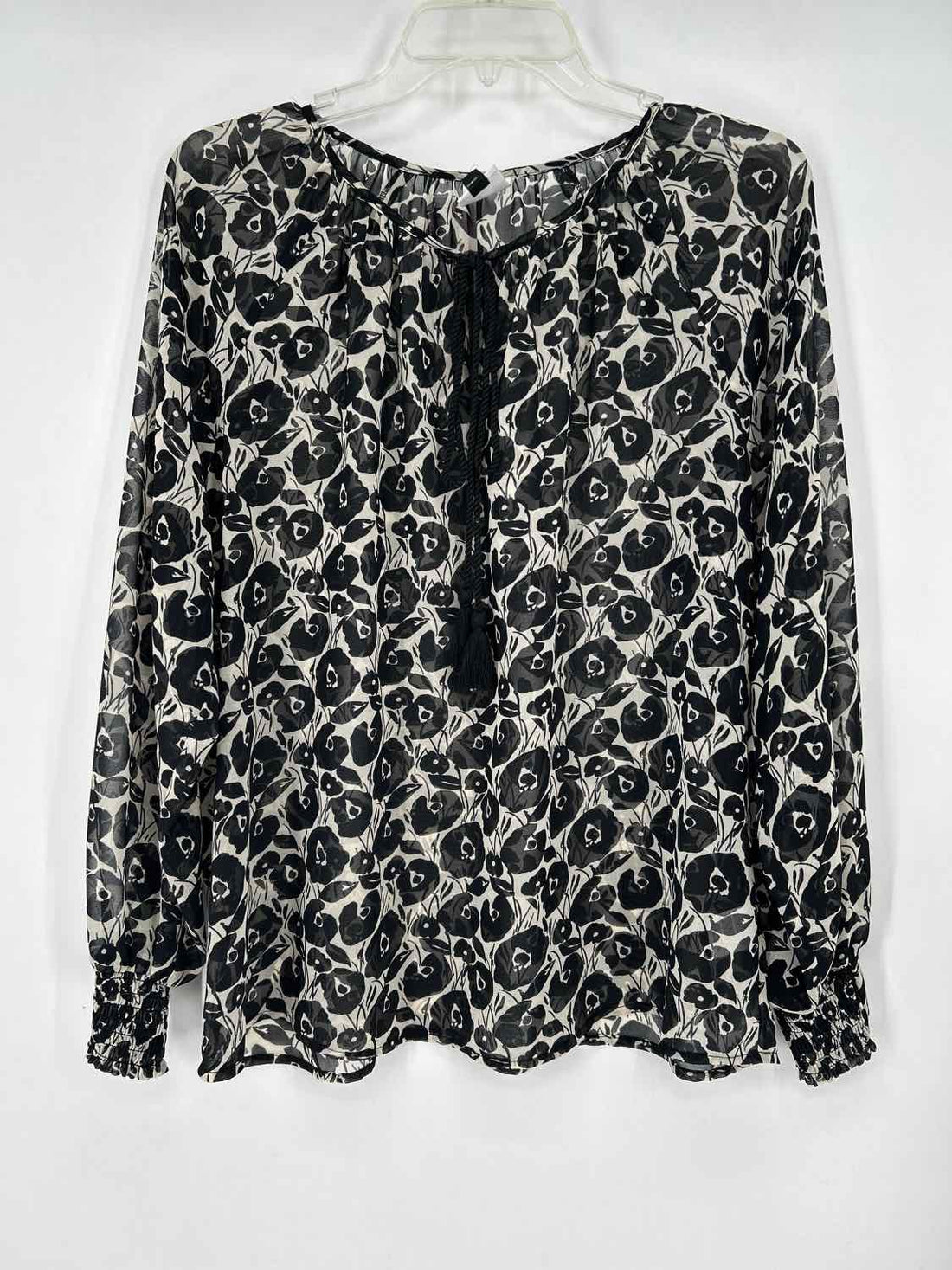 Cabi Size L Black & White Print Long Sleeve