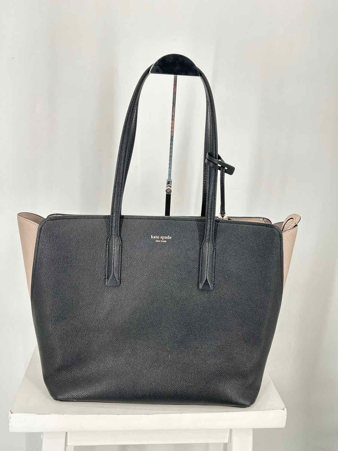 Kate Spade Black & Light Gray Pebbled Leather Tote