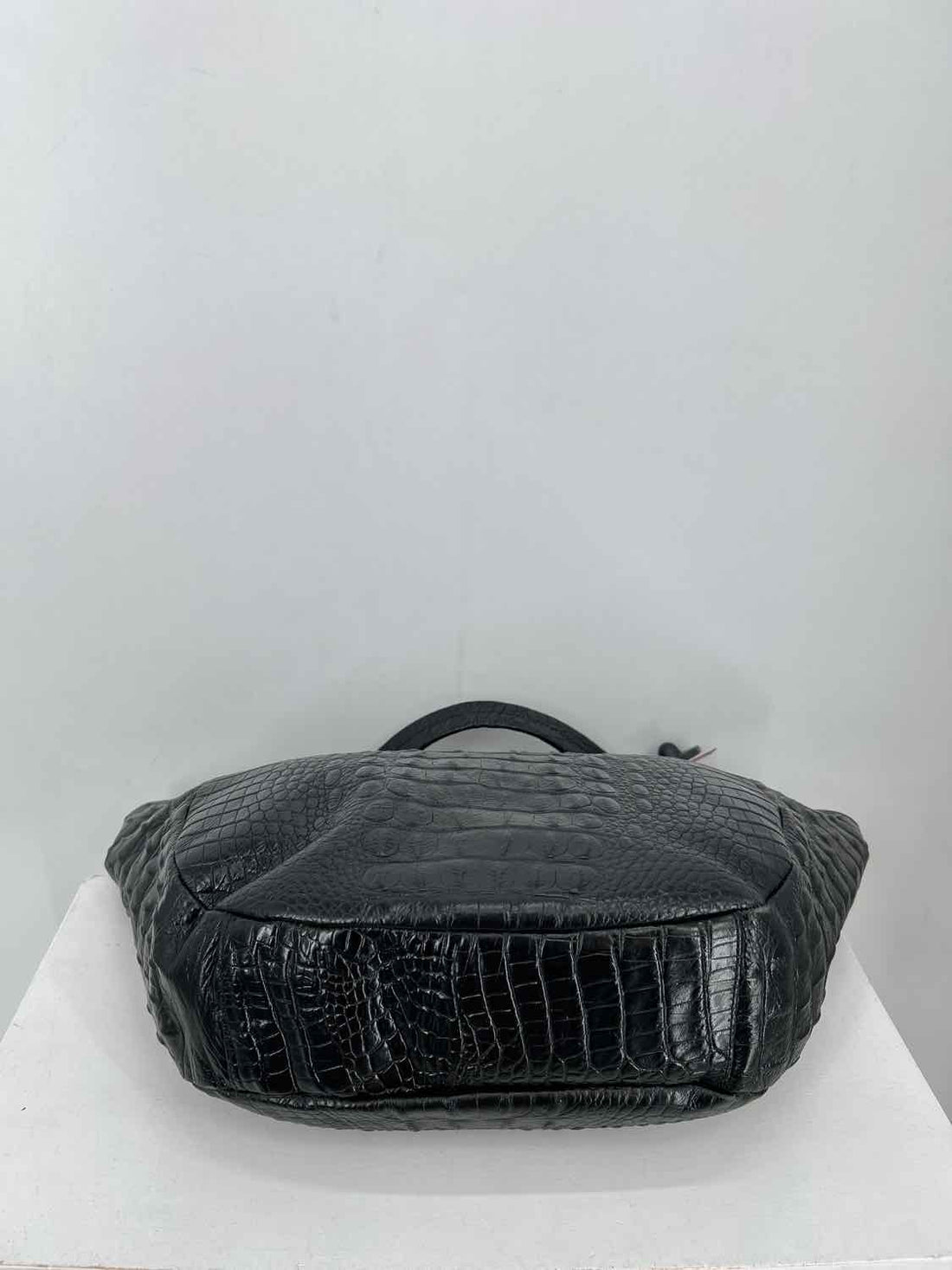 Brahmin Black Croc Embossed Leather Pre Owned Tote