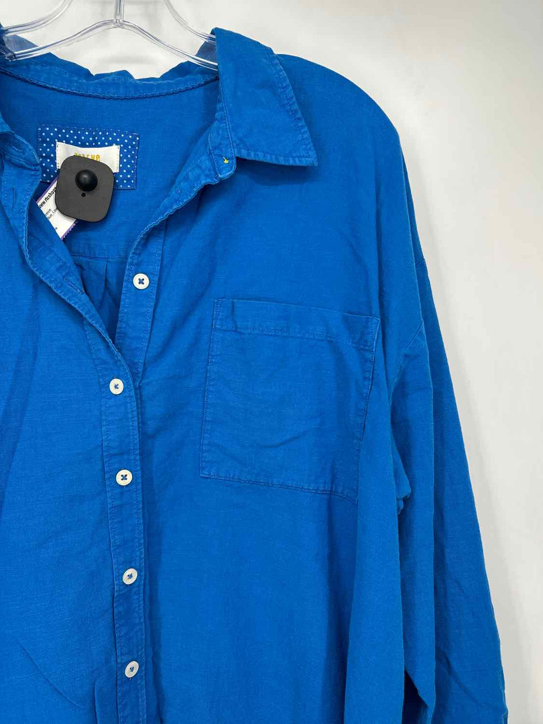 Maeve Size L Cobalt Blue Linen/Cotton Long Sleeve