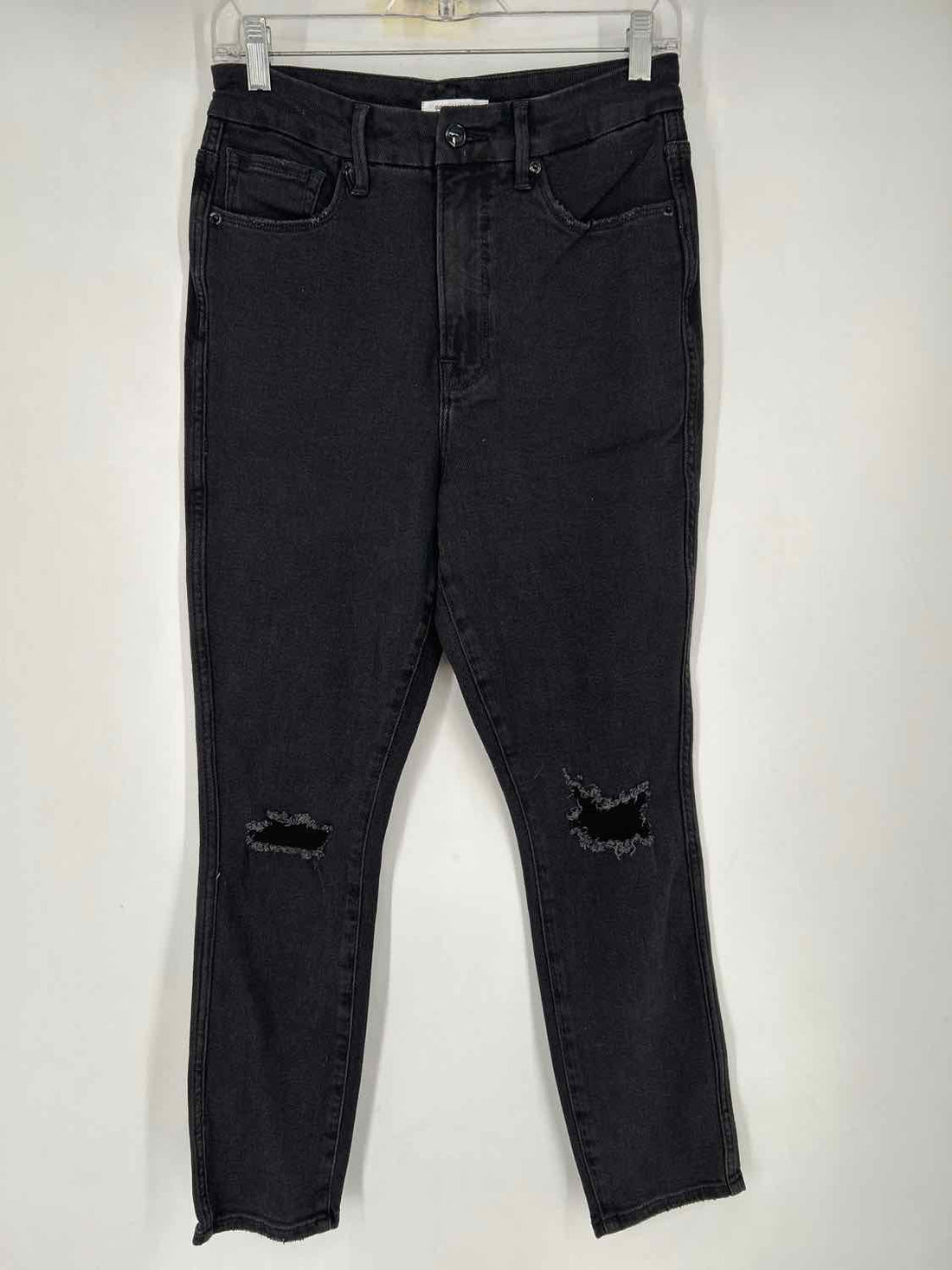 Good American Size 8 Black Distressed Jeans