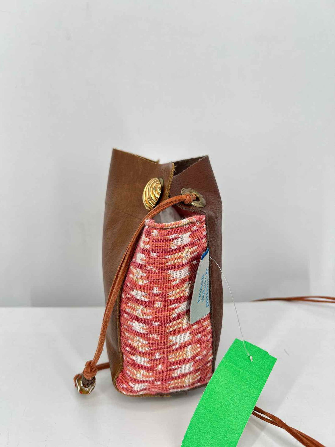 Peace of Thread Brown & Pink Leather Handmade Crossbody