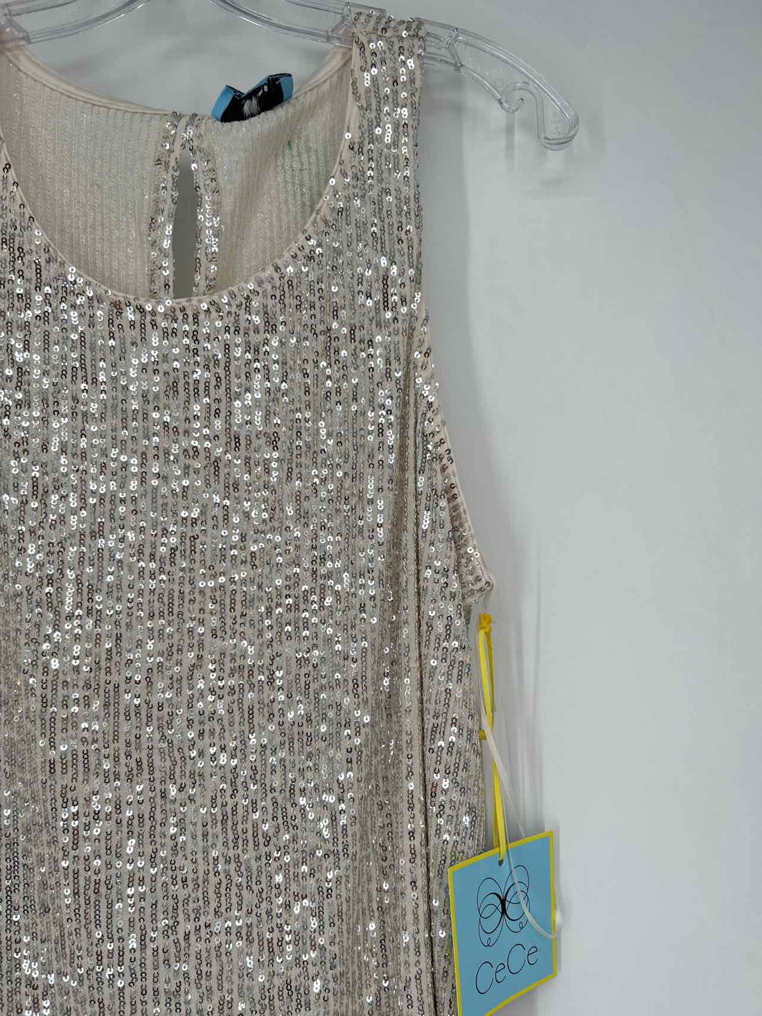 CeCe Size L Ivory Sequined NWT Sleeveless