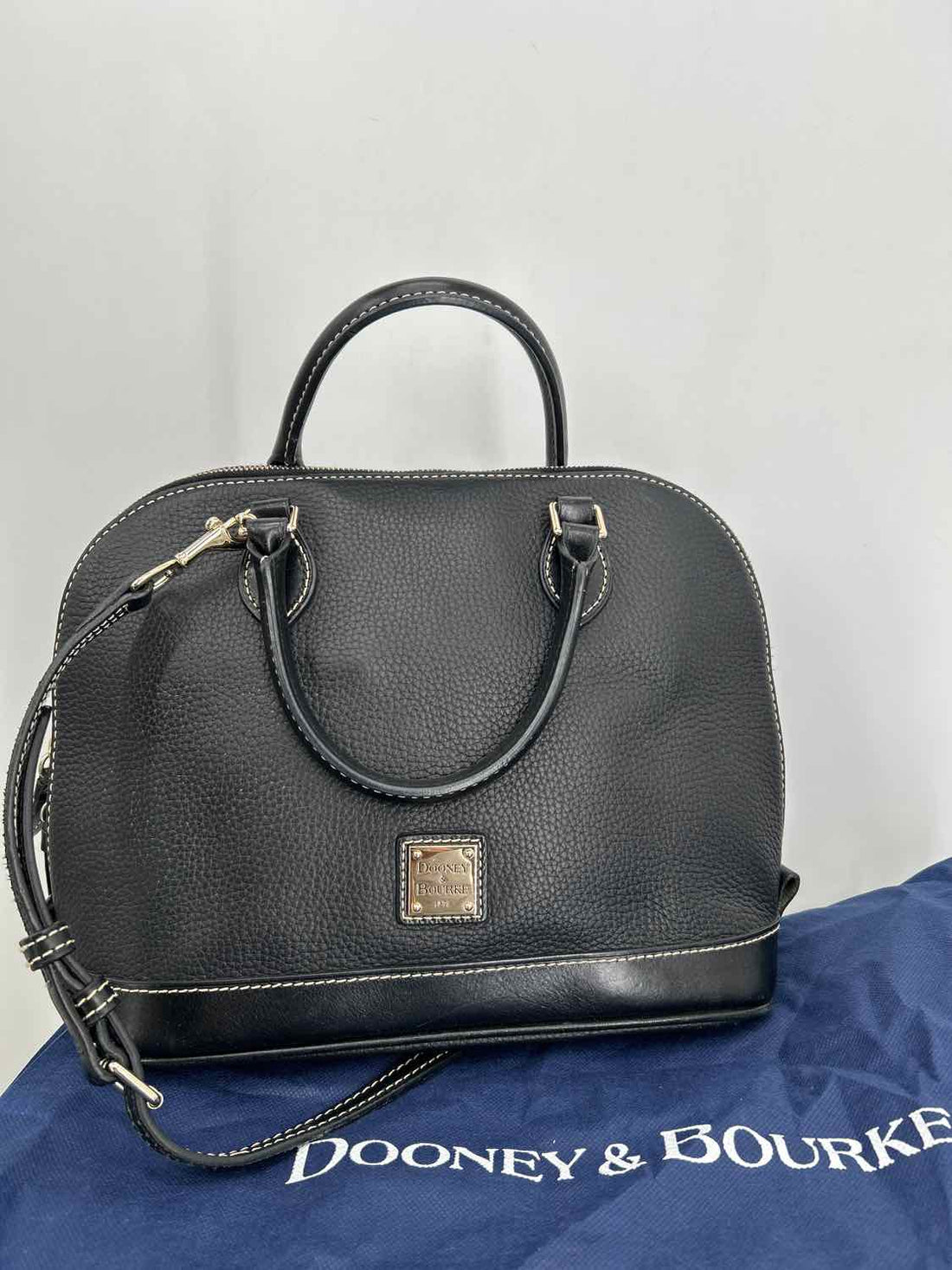 Dooney & Bourke Black Pebble Grain Zip Zip Satchel