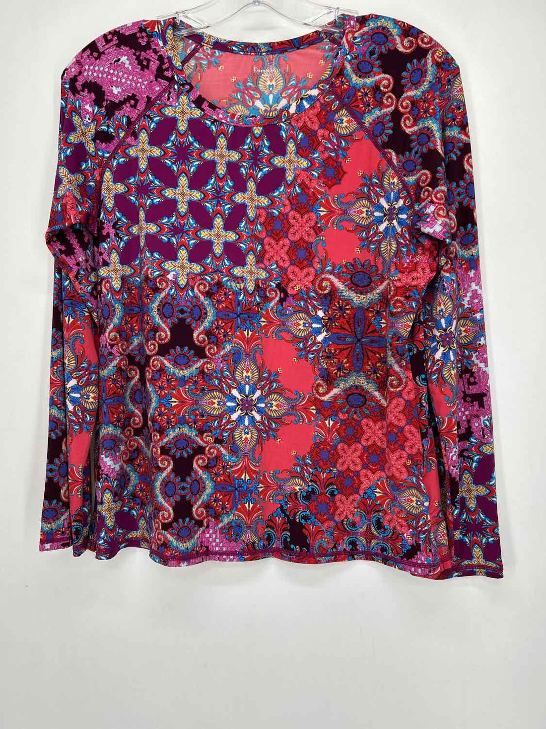 Garnet Hill Size M Burgandy & Red Print Long Sleeve