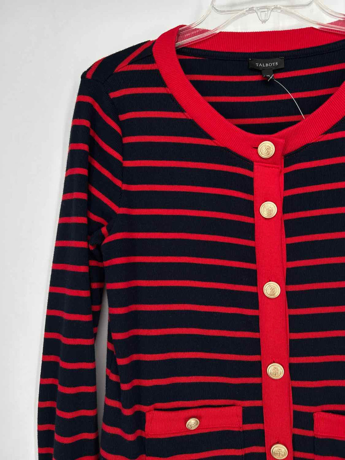 Talbots Size XS Navy & Red Cardigan
