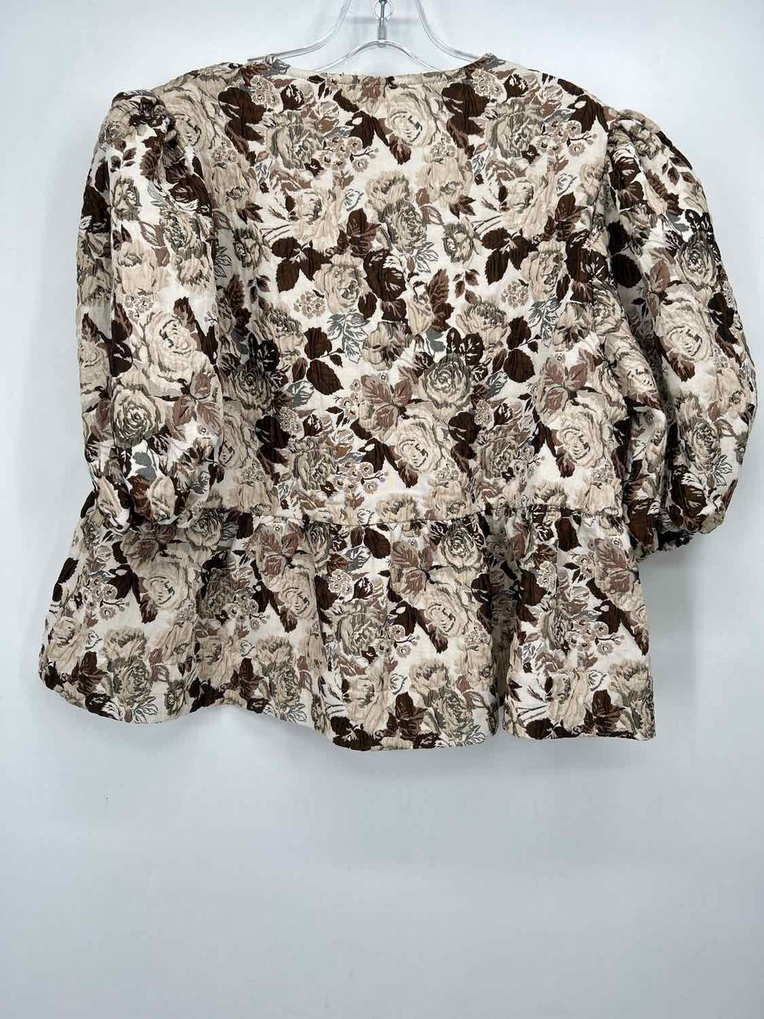 Sofie the Label Size S Beige & Brown print Seersucker Short Sleeve