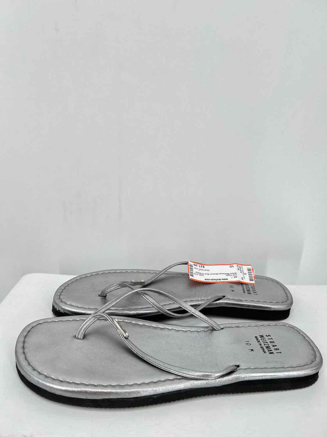 Stuart Weitzman Women Size 10 Silver Flip Flops