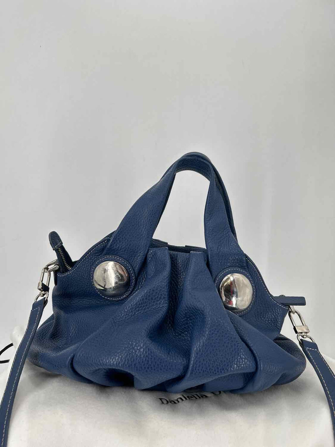 Daniella Ortiz Navy Pebbled Leather Satchel