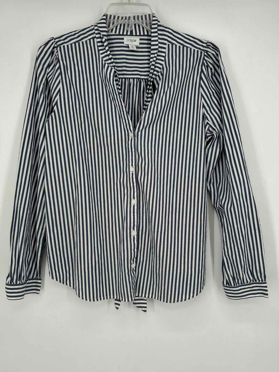 J Crew Size M White & Navy Print Long Sleeve