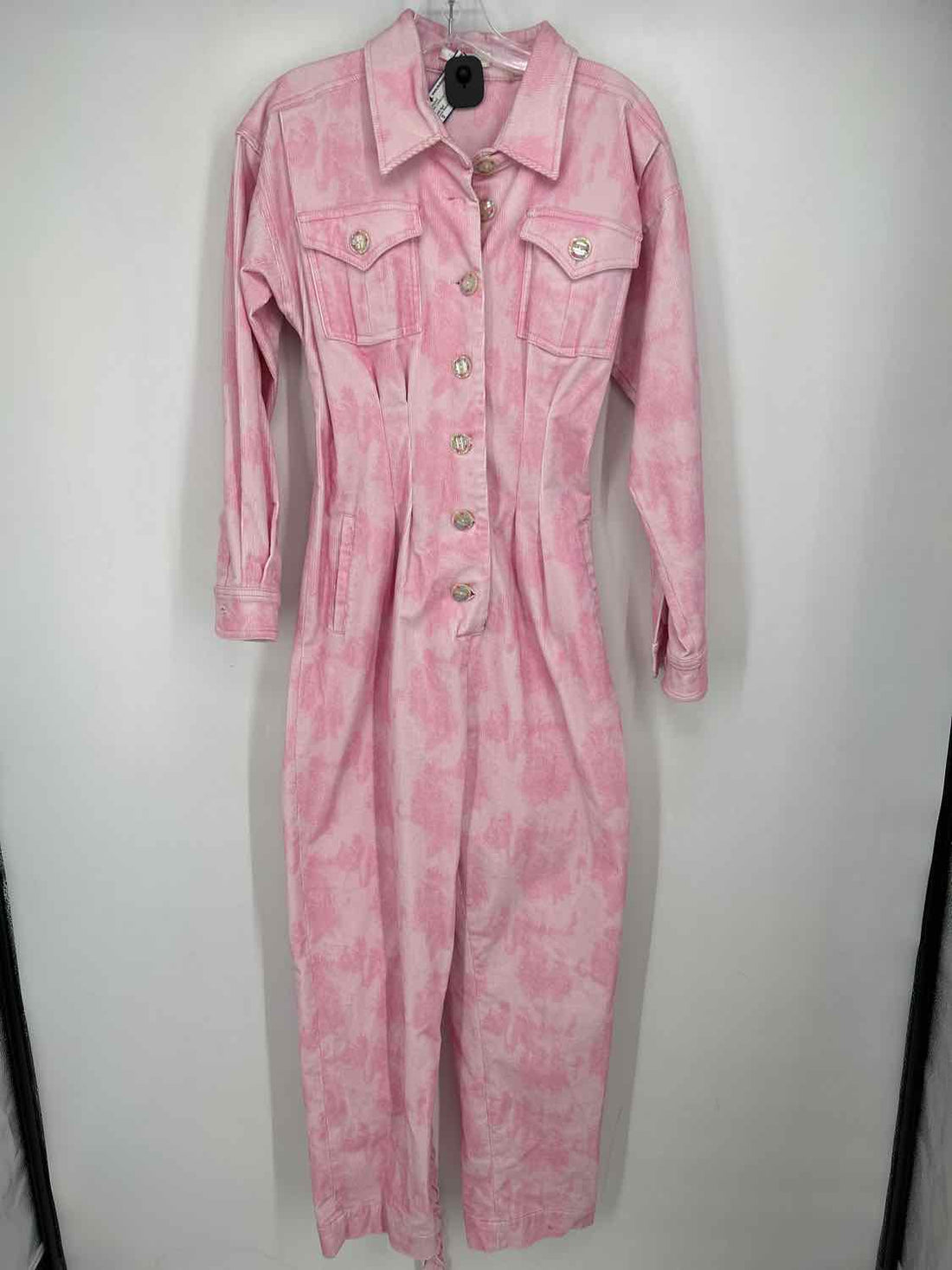 Love Shack Fancy Size S Pink Corduroy Long Sleeve Jumpsuit