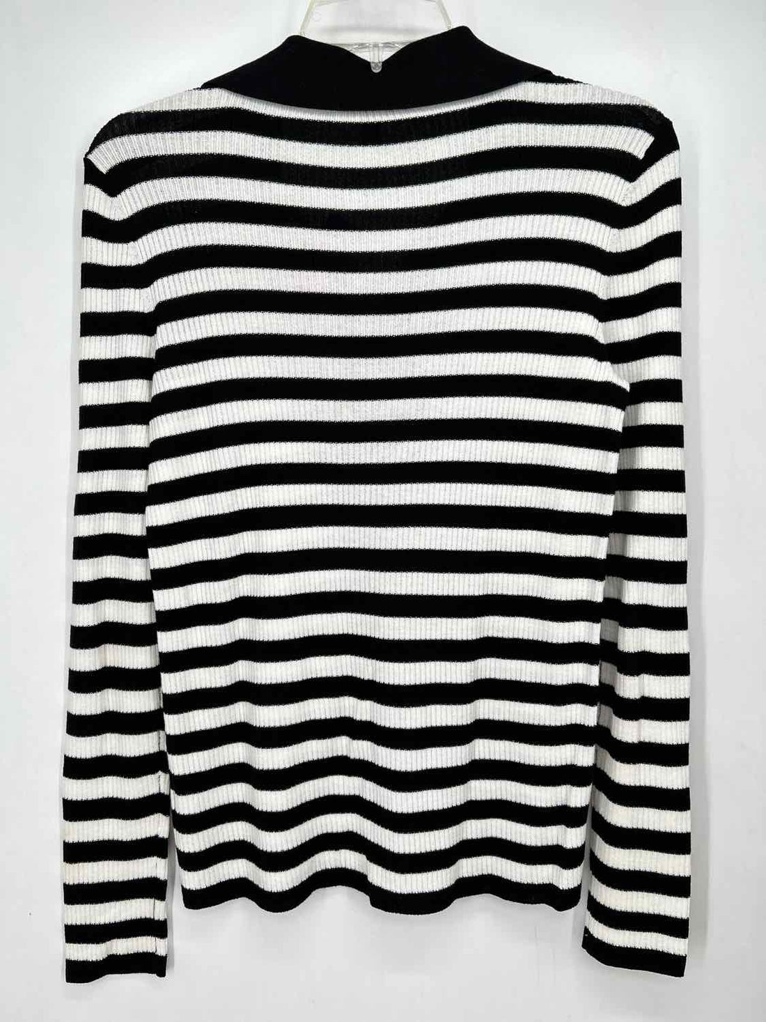 Talbots Size XS White & Black Striped Long Sleeve