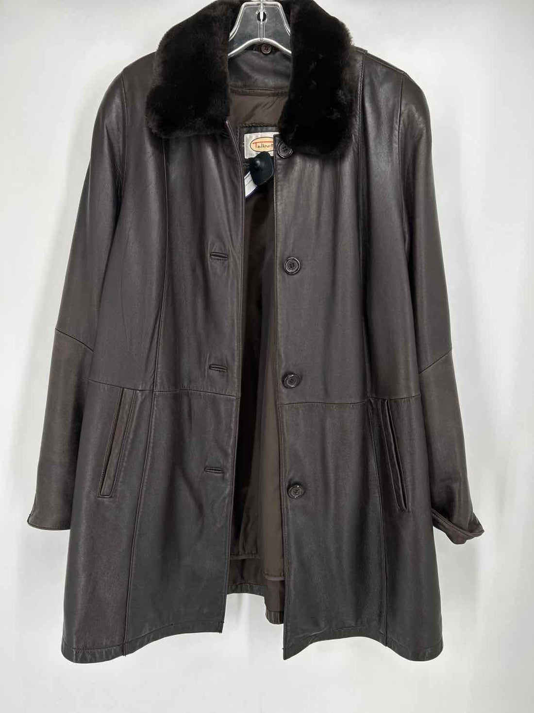 Talbots Size L Brown Genuine Leather Coat