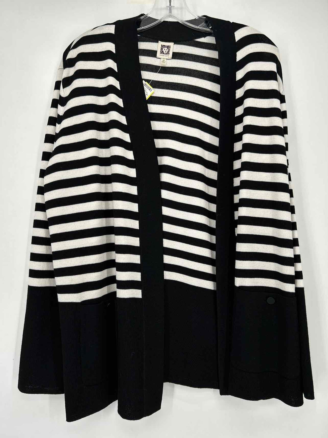Anne Klein Size 0X Black & White Striped Cardigan