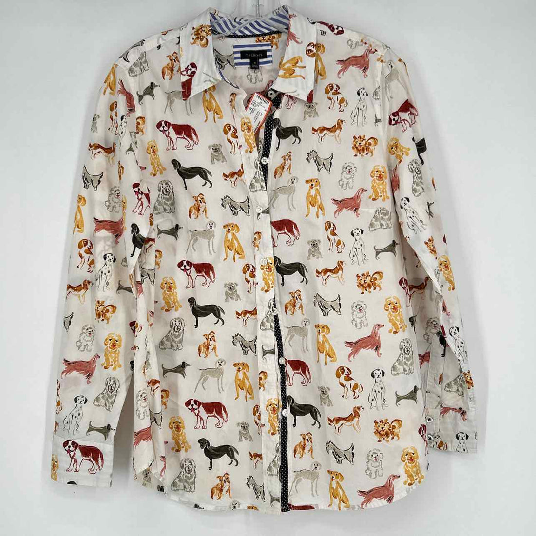 Talbots Size M White Print Long Sleeve