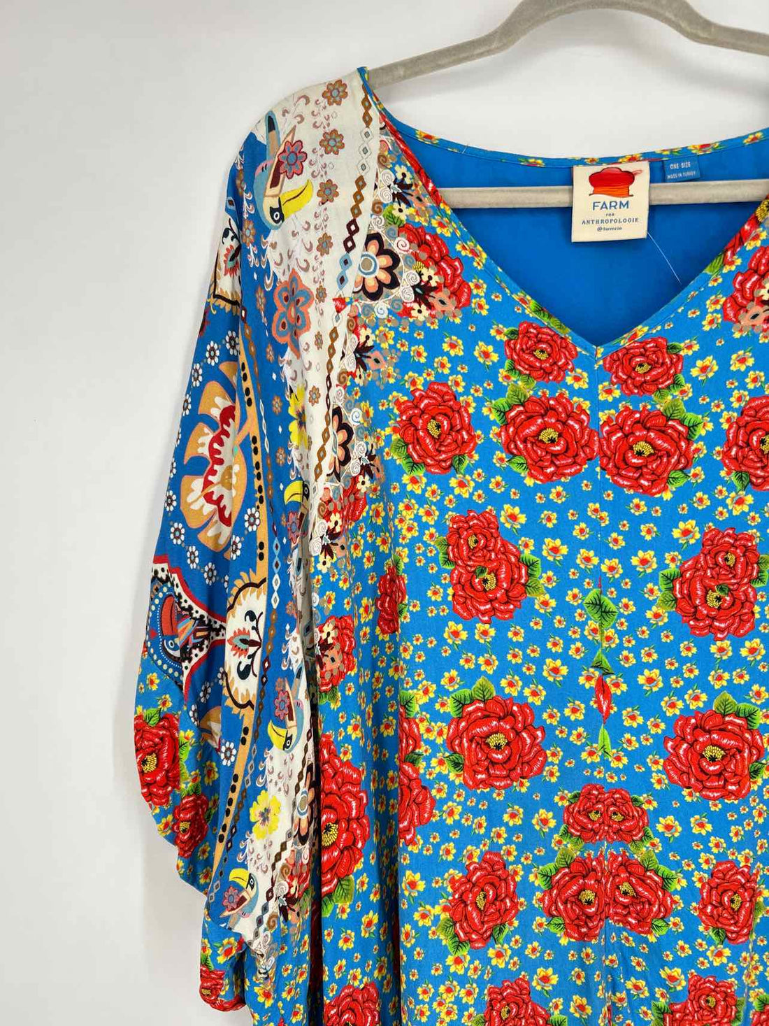 Farm for Anthropologie Size One Size Blue Floral Short Sleeve