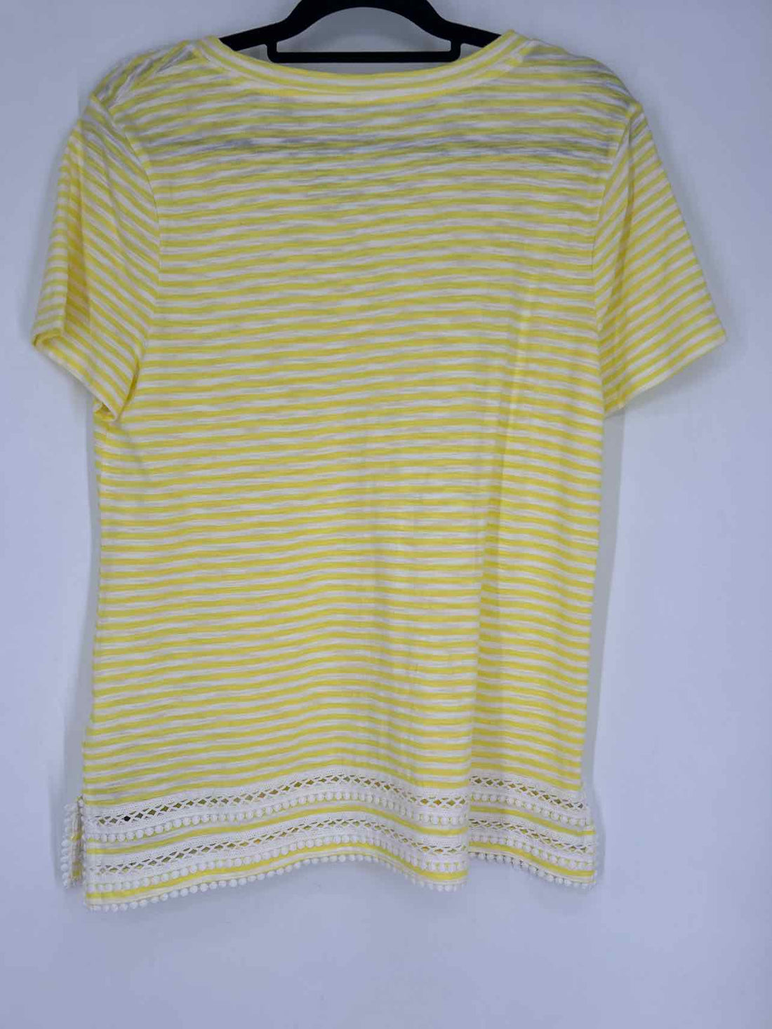 Talbots Size L Yellow & White Striped Short Sleeve
