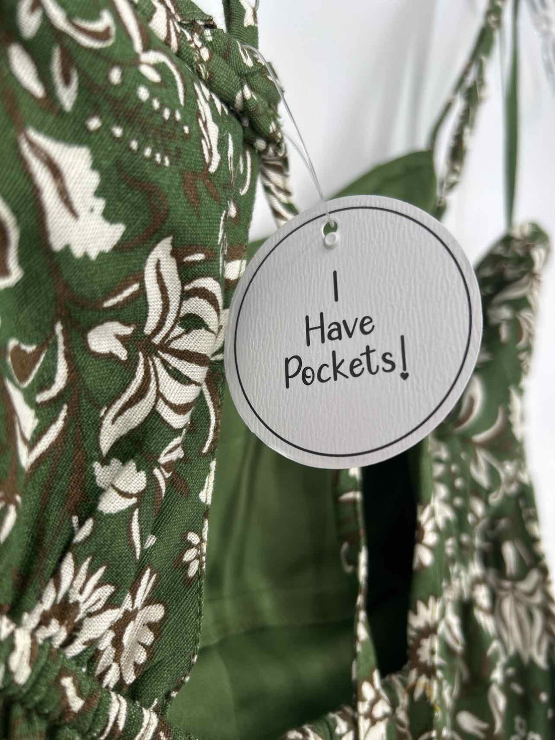 Sincerely Jules Size M Green & White Floral Linen Blend NWT Dress