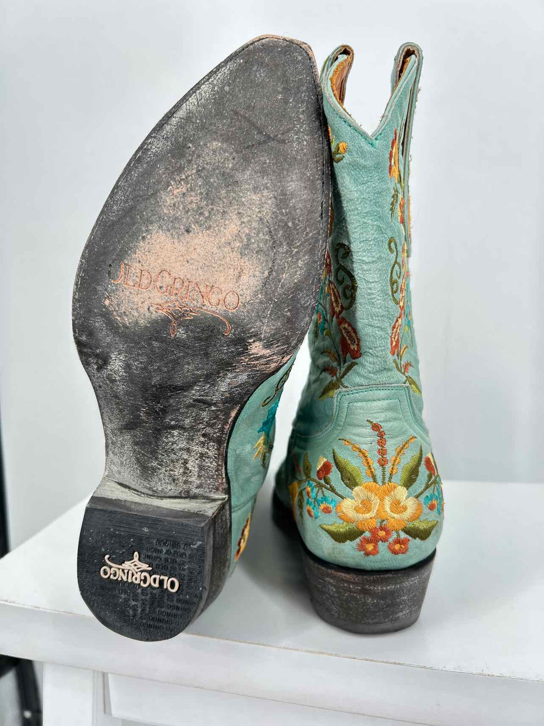 Old Gringo Women Size 9 Green Floral Embroidered Cowboy Boot