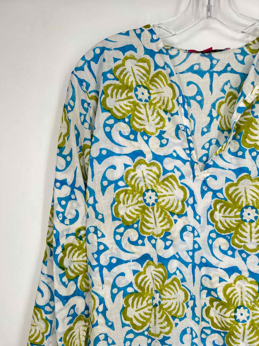 Barbara Gerwit Size L White & Blue Print Long Sleeve