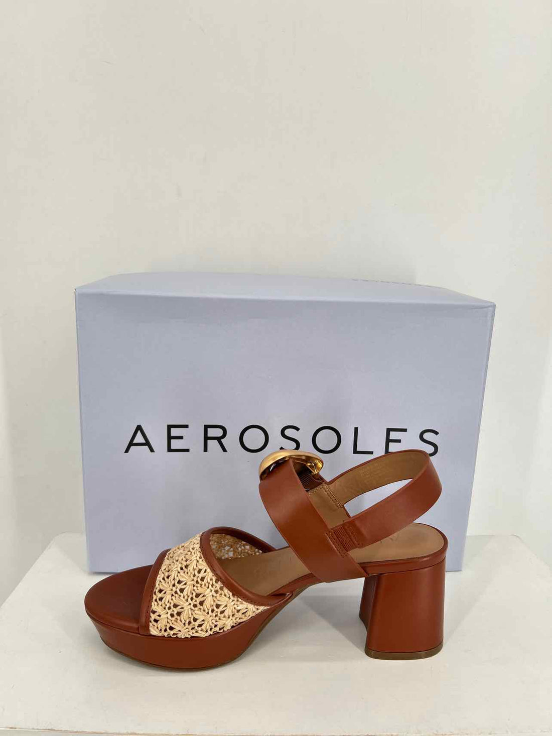 Aerosoles Women Size 6.5 Cognac New In Box Raffia Sandals