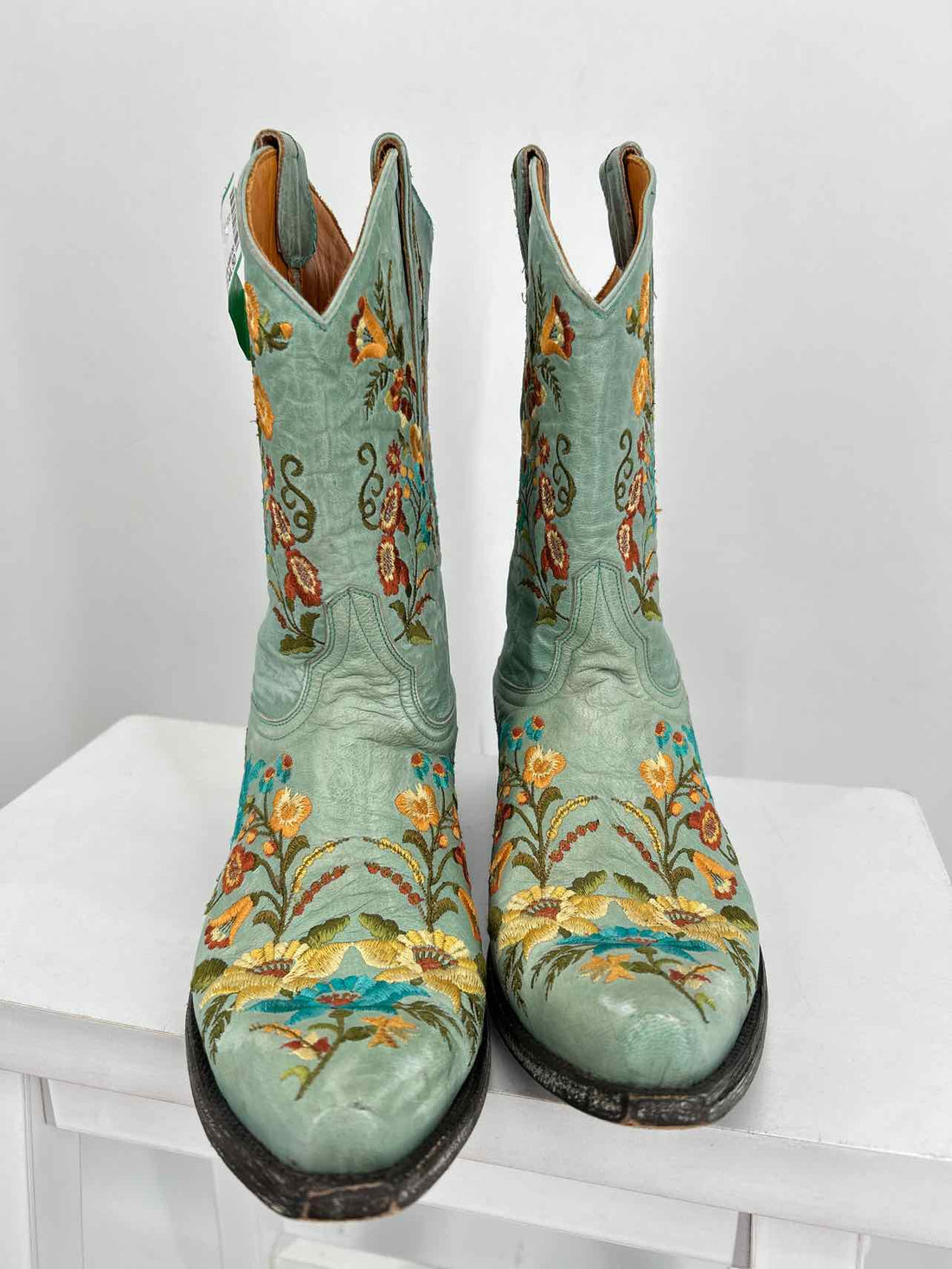 Old Gringo Women Size 9 Green Floral Embroidered Cowboy Boot