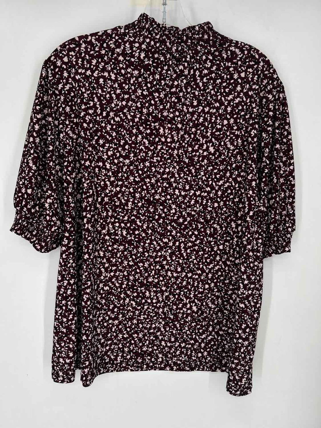 Anne Klein Size XL Maroon Print Short Sleeve