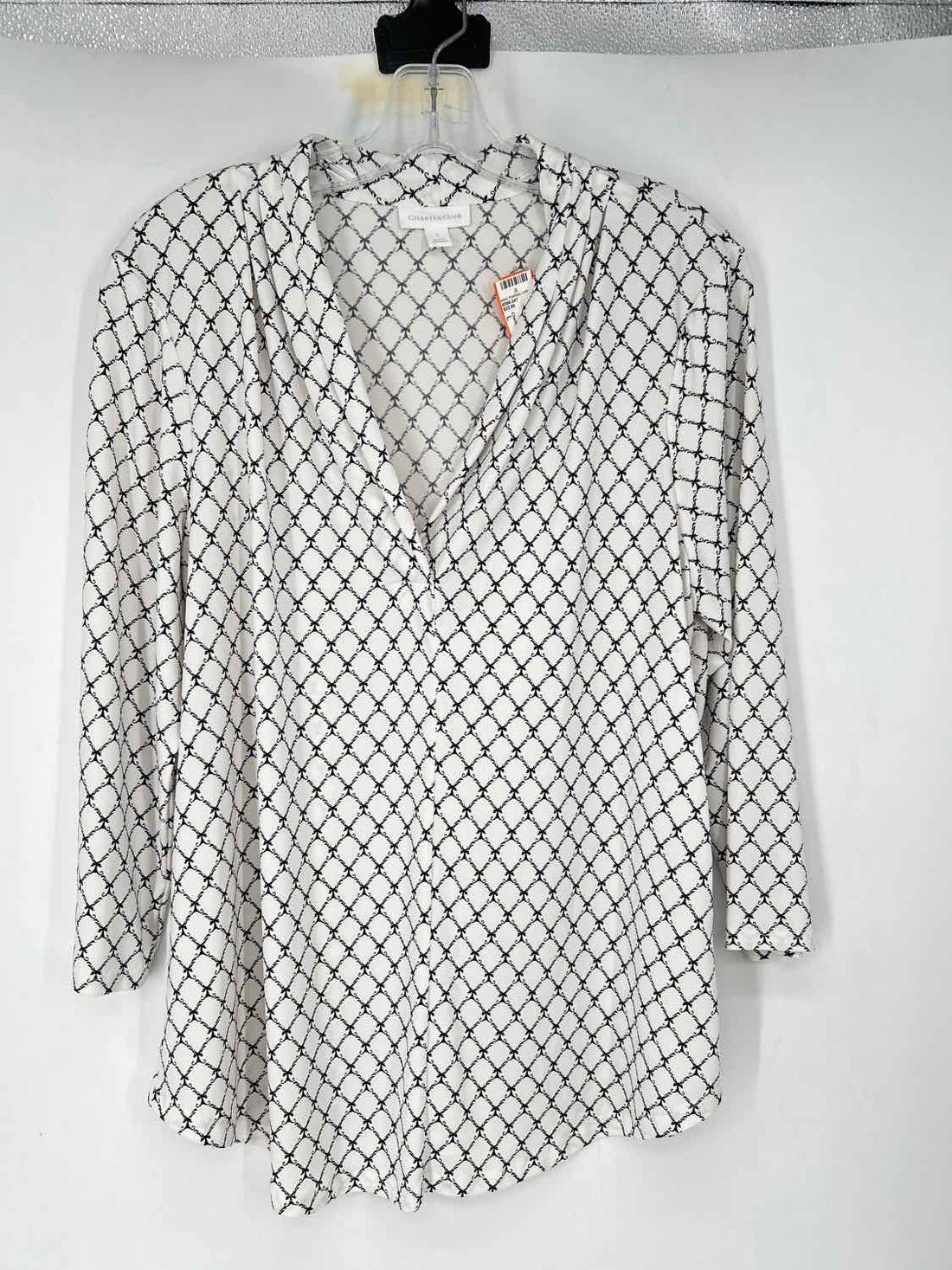 Charter Club Size L White Print Long Sleeve